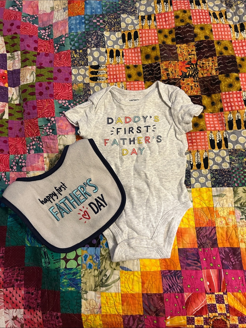 Daddy's First Father's Day onesie and bib
